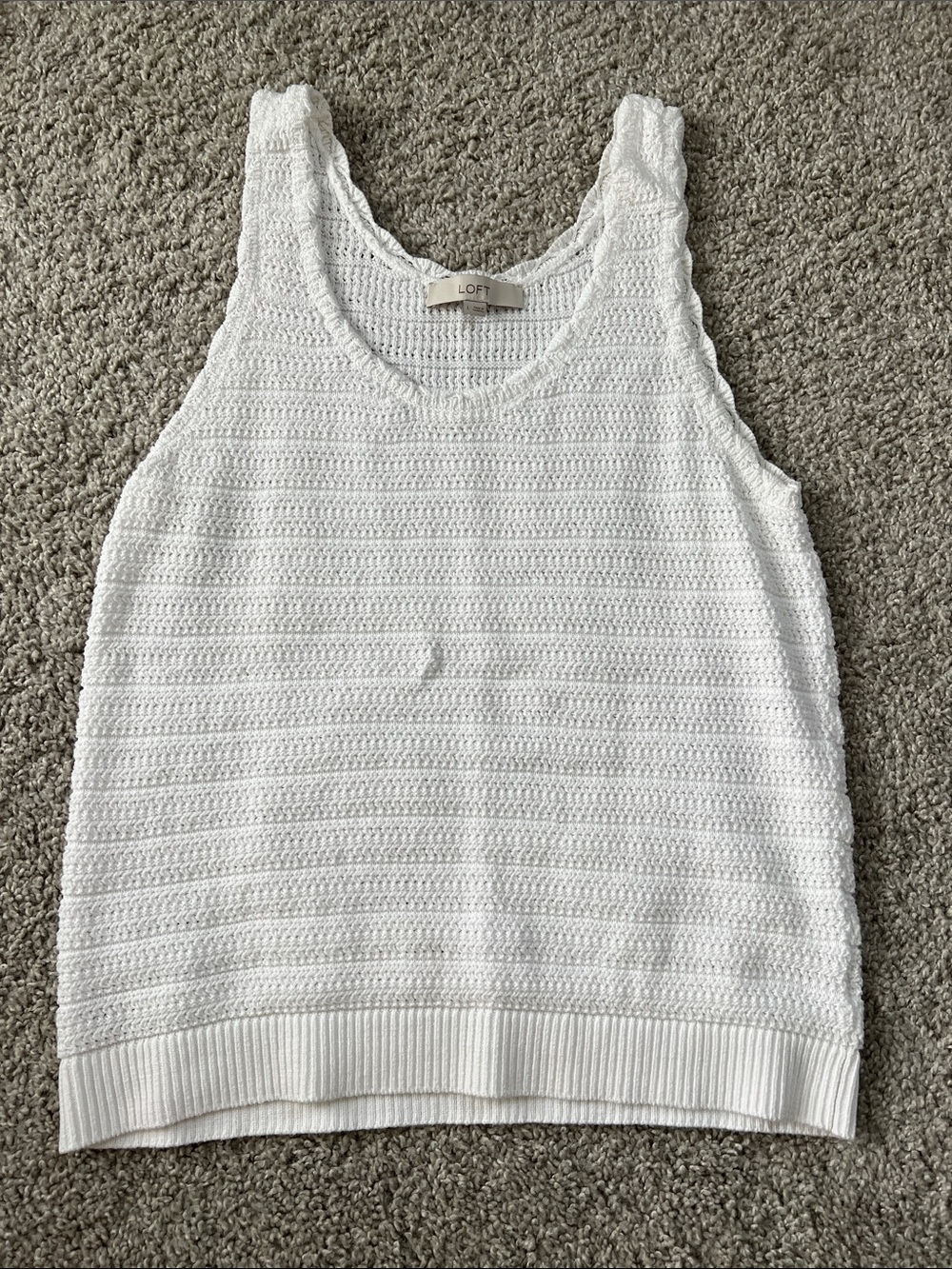 LOFT White Crochet Knit Tank